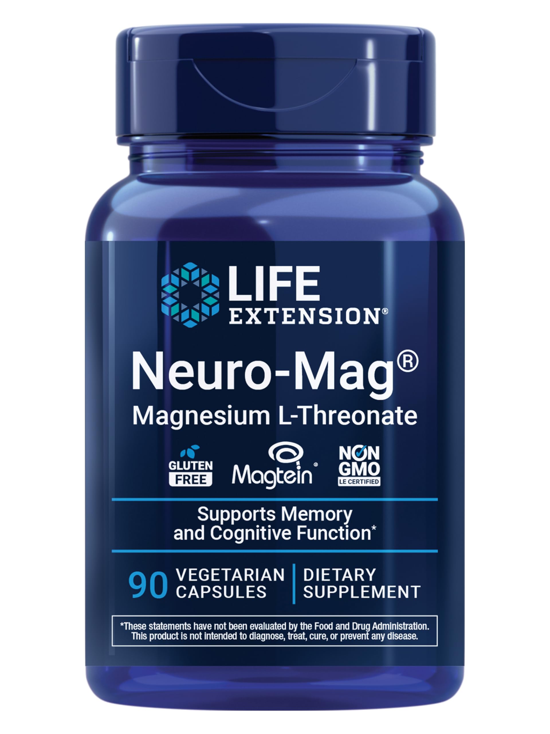 Life Extension Neuro-Mag – bouteille visible, soutien potentiel à la mémoire quotidienne