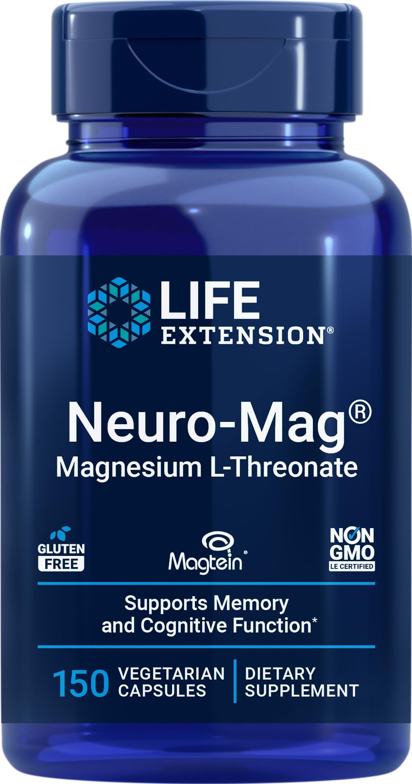 Life Extension Neuro-Mag bouteille avec Magtein, magnésium ultra-absorbable.