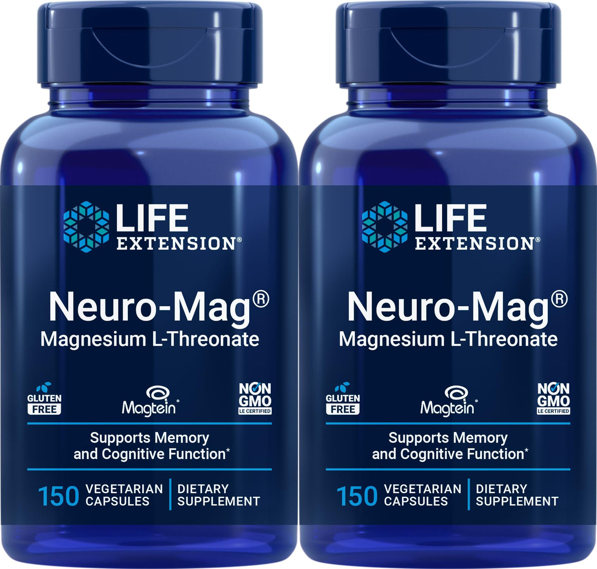 Life Extension Neuro-Mag lot de 2 bouteilles, capsules végétariennes potentiellement liées au soutien de la mémoire