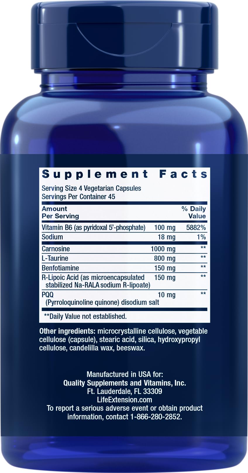 Life Extension Optimiseur Energie Mitochondriale – capsules végétariennes en gros plan.
