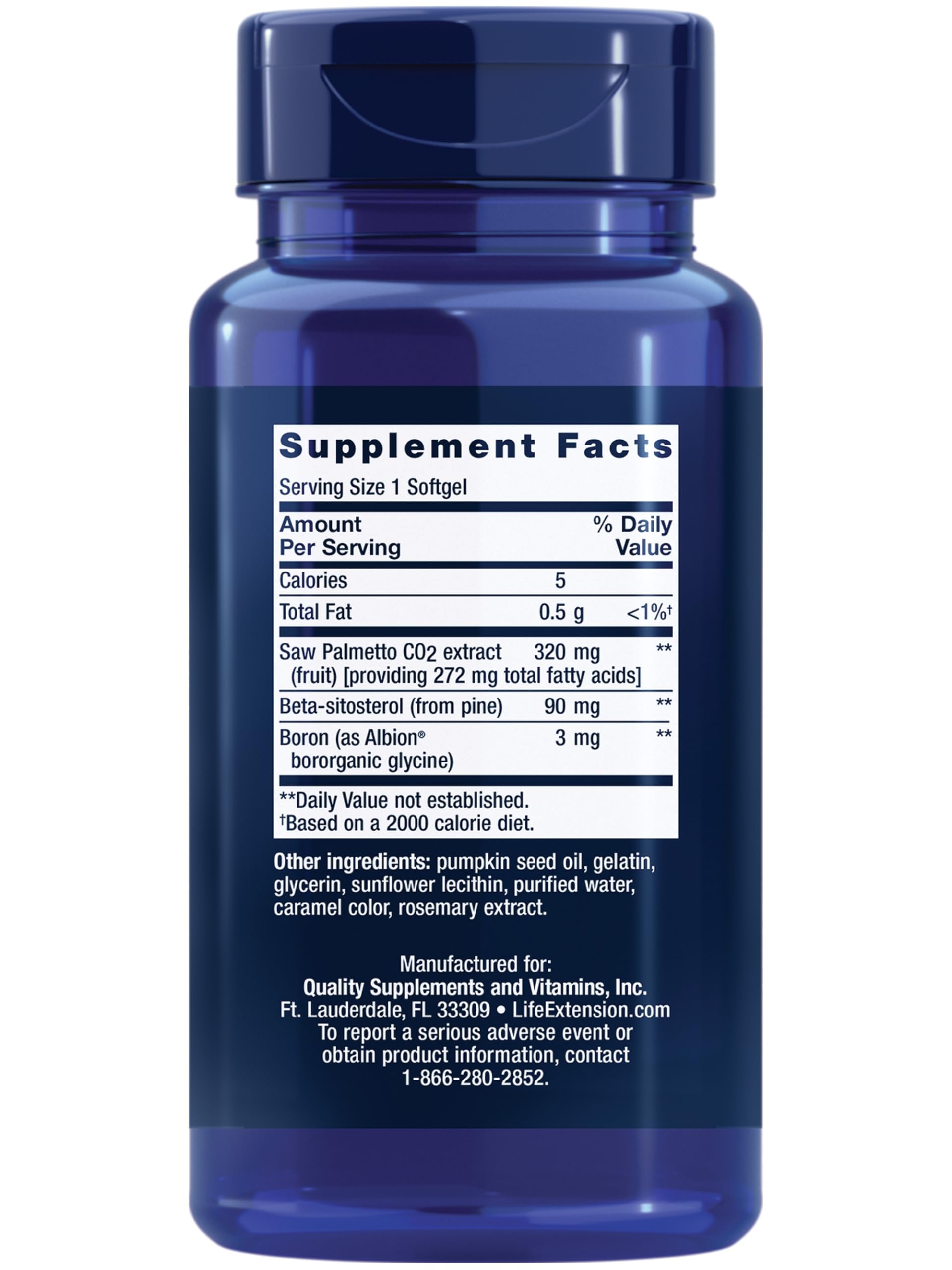 Life Extension PalmettoGuard – etiquette-produit: fiche d'analyse et engagement qualité