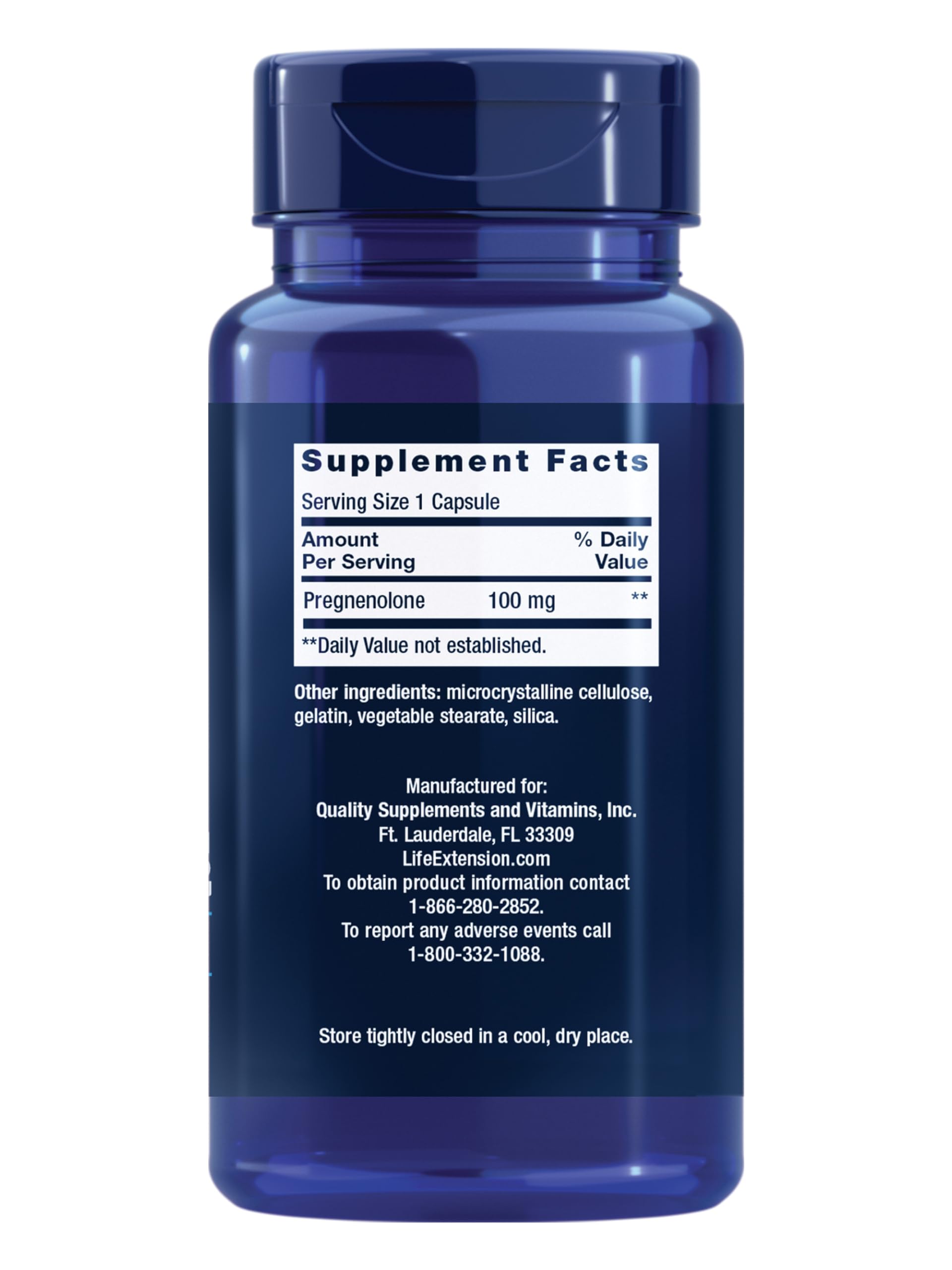 Life Extension Pregnenolone – capsules dorées – amélioration possible de la mémoire et concentration