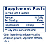 Life Extension Pregnenolone – étiquette du produit – pureté et dosage annoncés