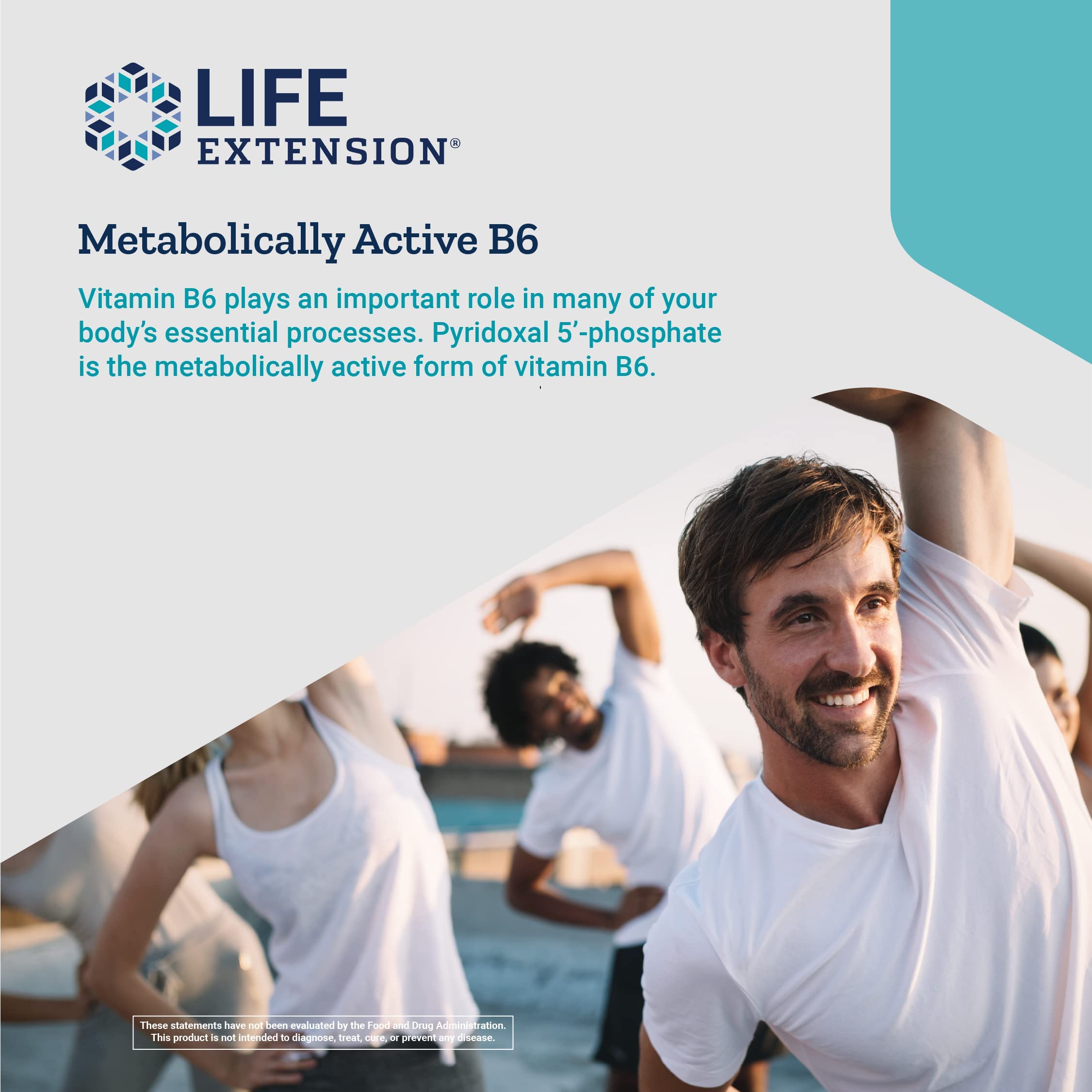 Life Extension Pyridoxal 5'-Phosphate Caps sans gluten et sans OGM.