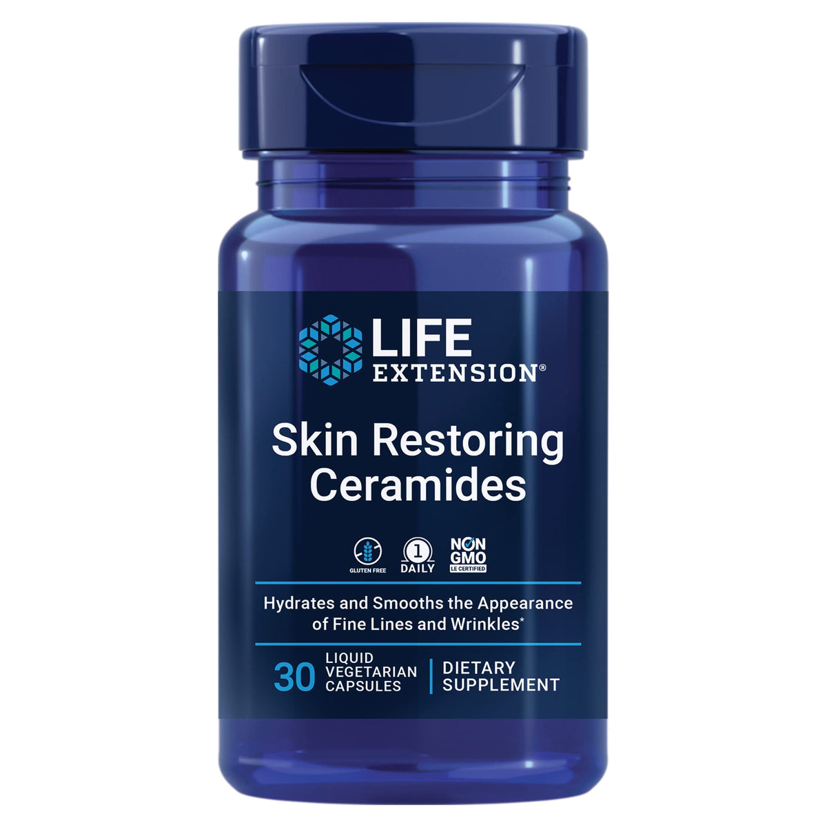 Life Extension Skin Restoring Ceramides – bouteille: hydratation durable pour la peau.