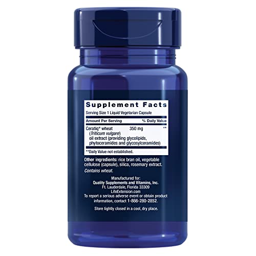 Life Extension Skin Restoring Ceramides – gélules liquides faciles à avaler.