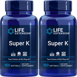 Life Extension Super K: bouteille de capsules molles visibles, soutien quotidien des vitamines K et K2.