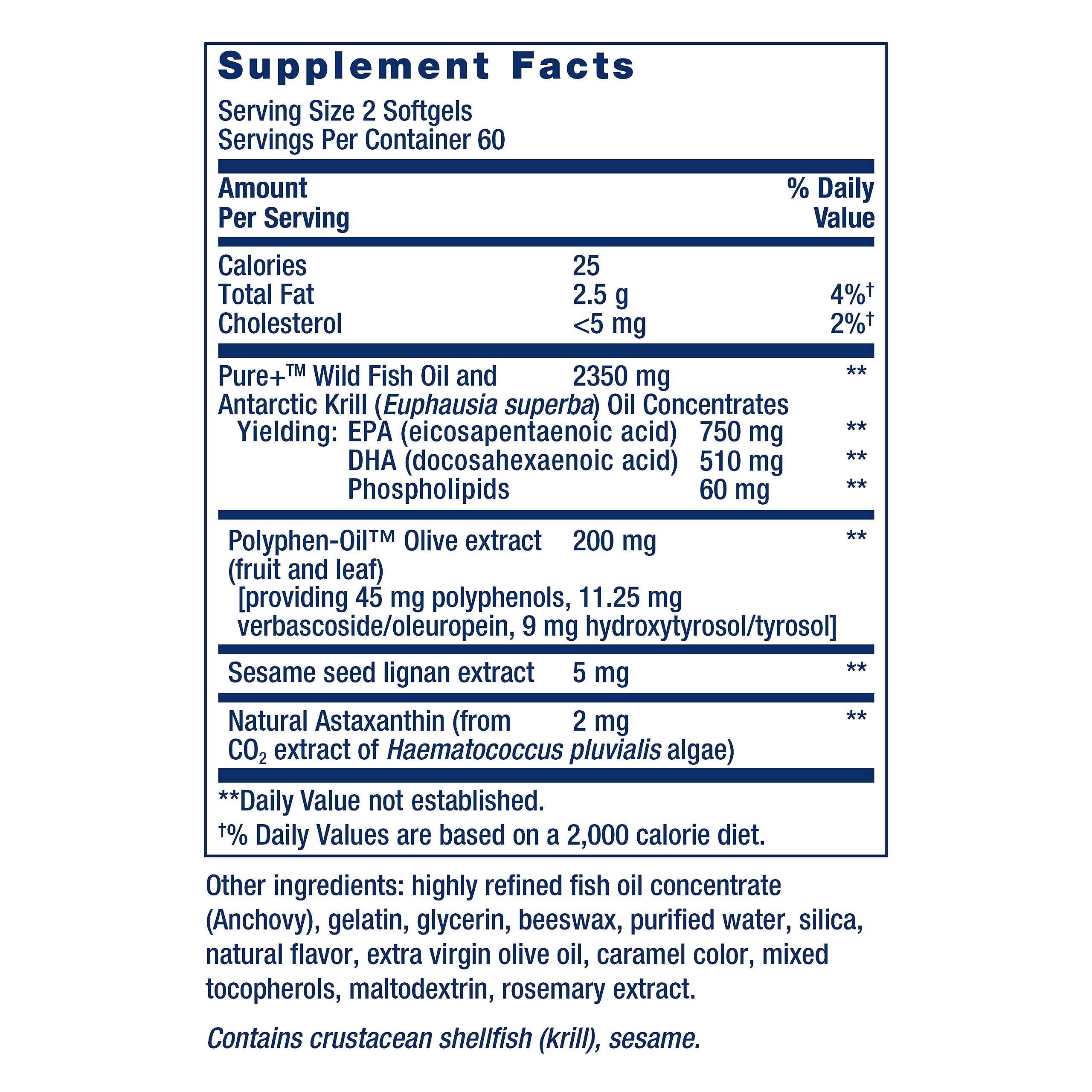 Life Extension Super Omega-3 Plus – ingrédients clés avec anchois et protéines marines dans la composition.