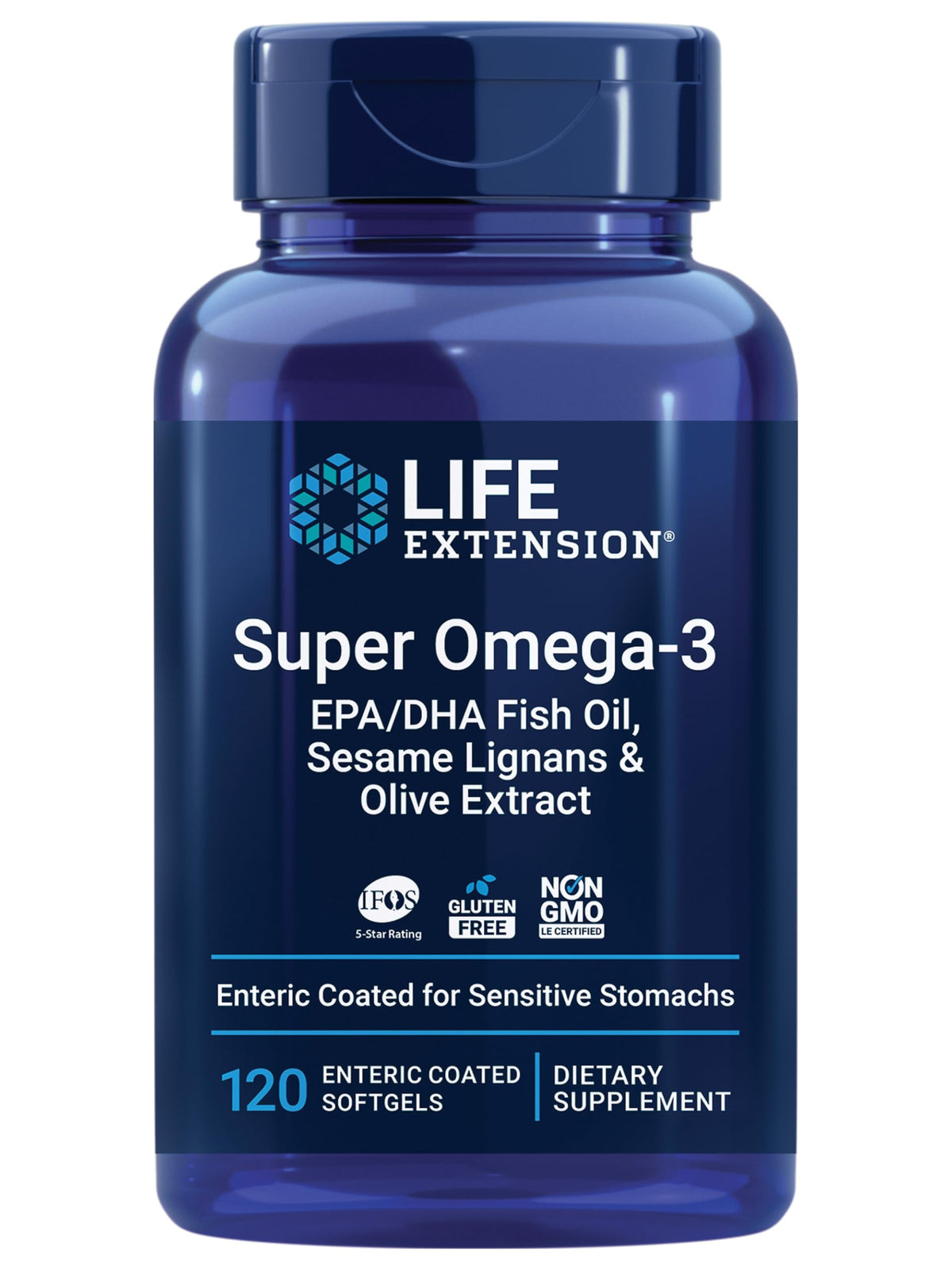 Life Extension Super Omega-3: bouteille d'huile de poisson, soutien potentiel du cœur.