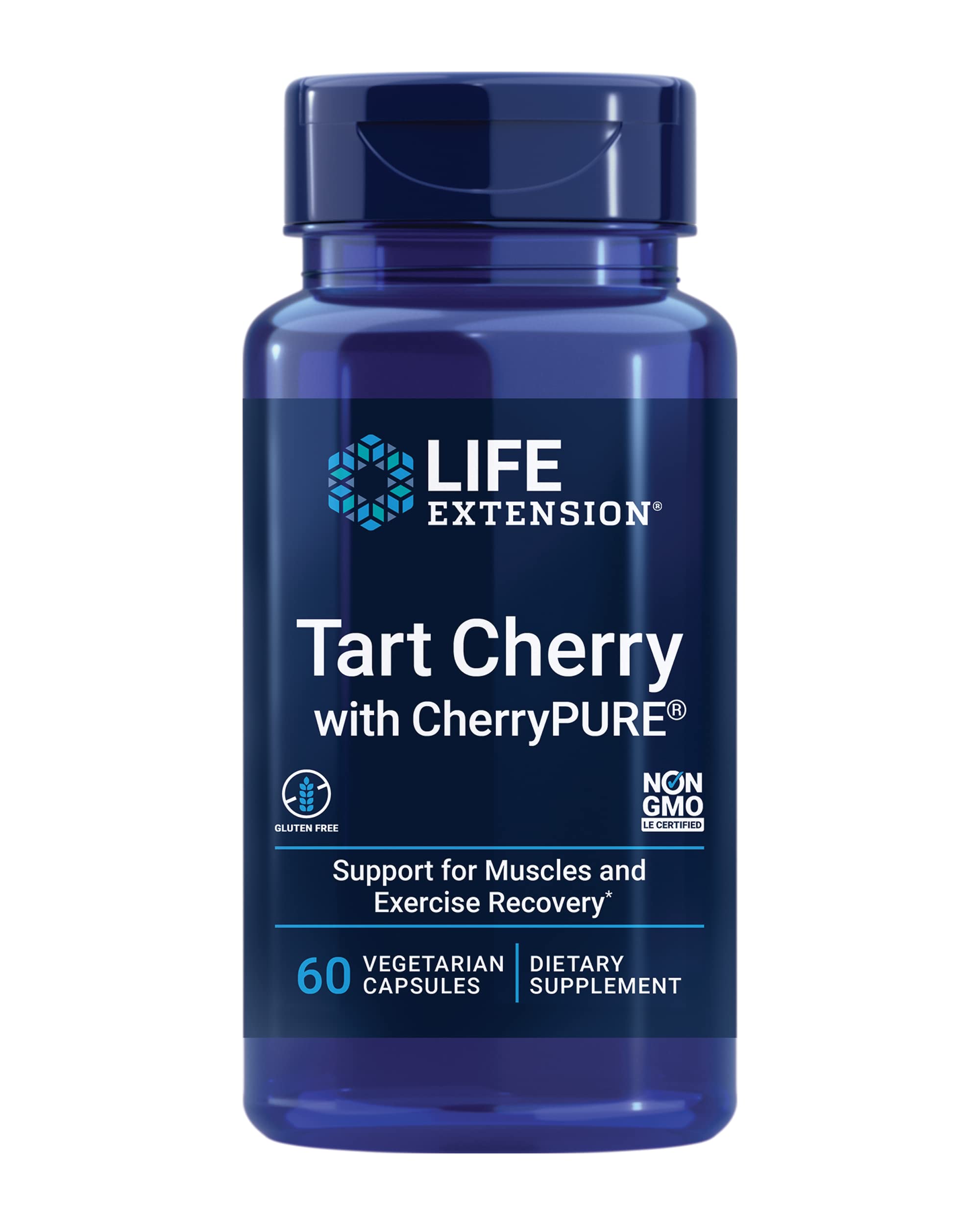 Life Extension Tart Cherry : bouteille végétarienne pour récupération et confort.