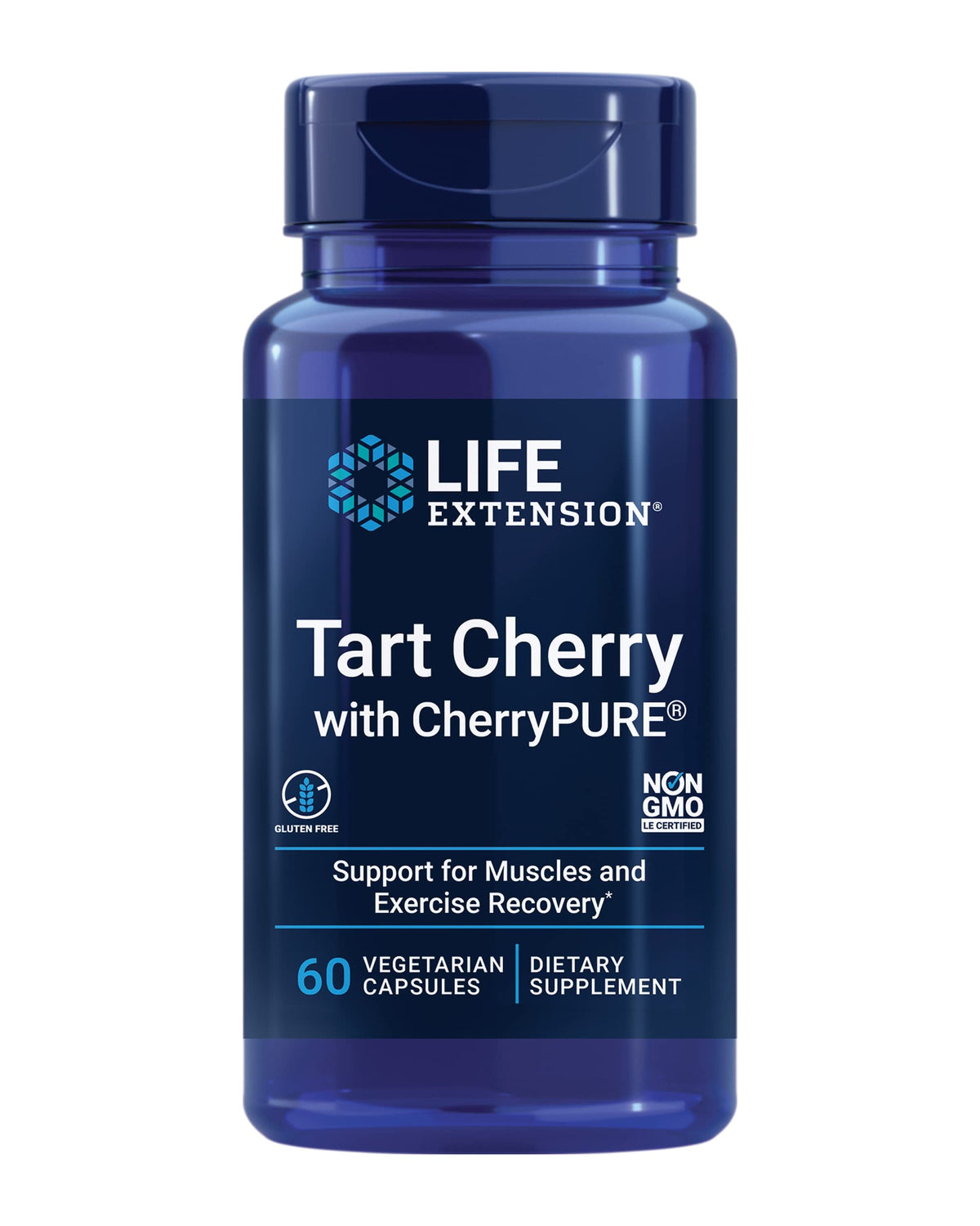 Life Extension Tart Cherry : bouteille végétarienne pour récupération et confort.