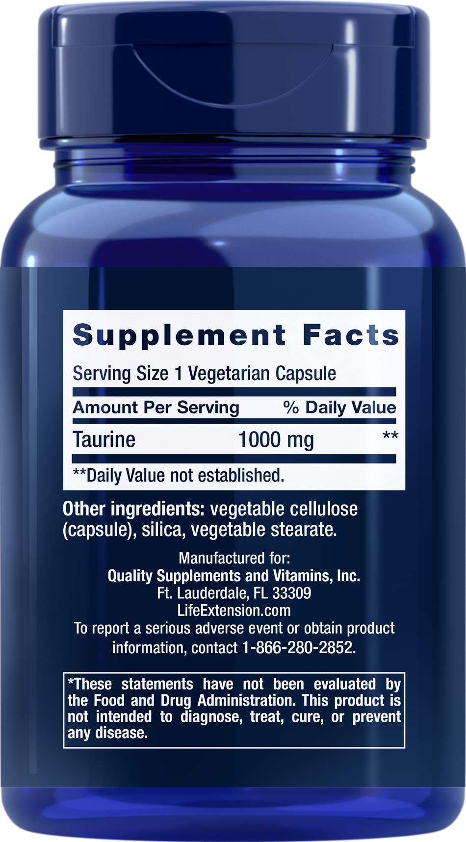 Life Extension Taurine 1000 mg capsules – utilisation pratique et confort au quotidien