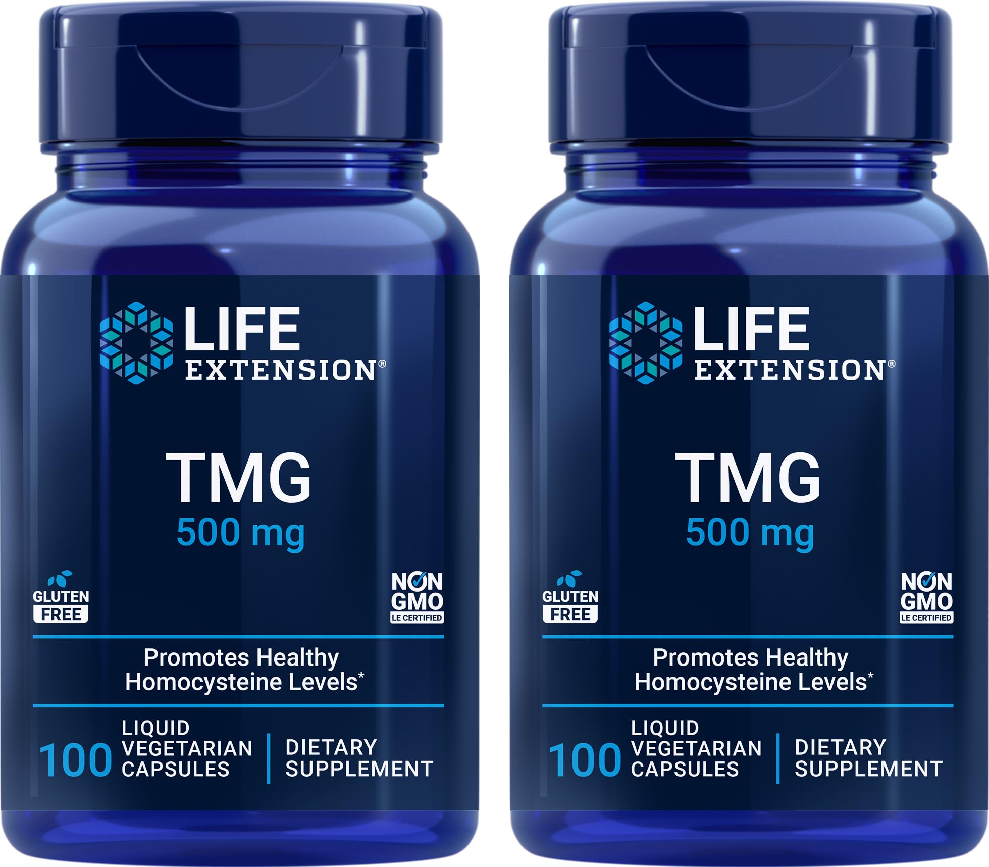 Bouteille Life Extension TMG avec capuchon ouvert pour une prise aisée.