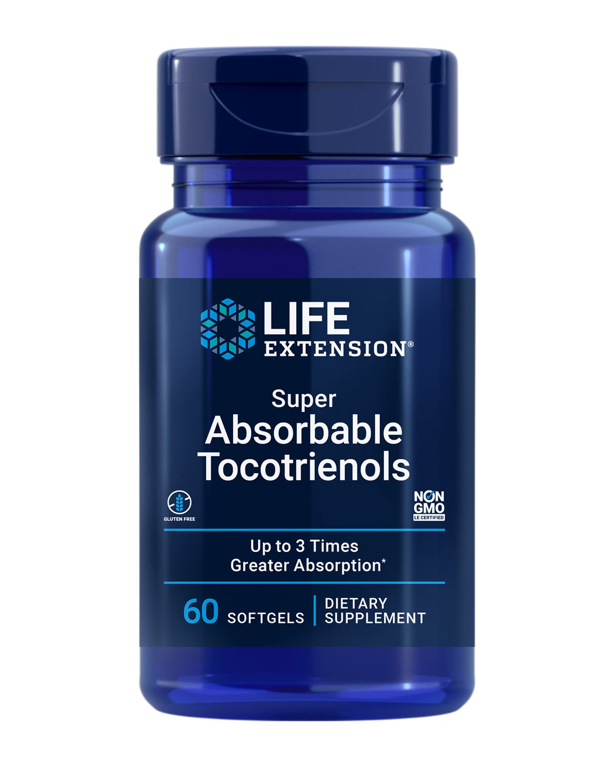 Life Extension Tocotrienols: bouteille affichant une formule avancée pour le bien-être quotidien.