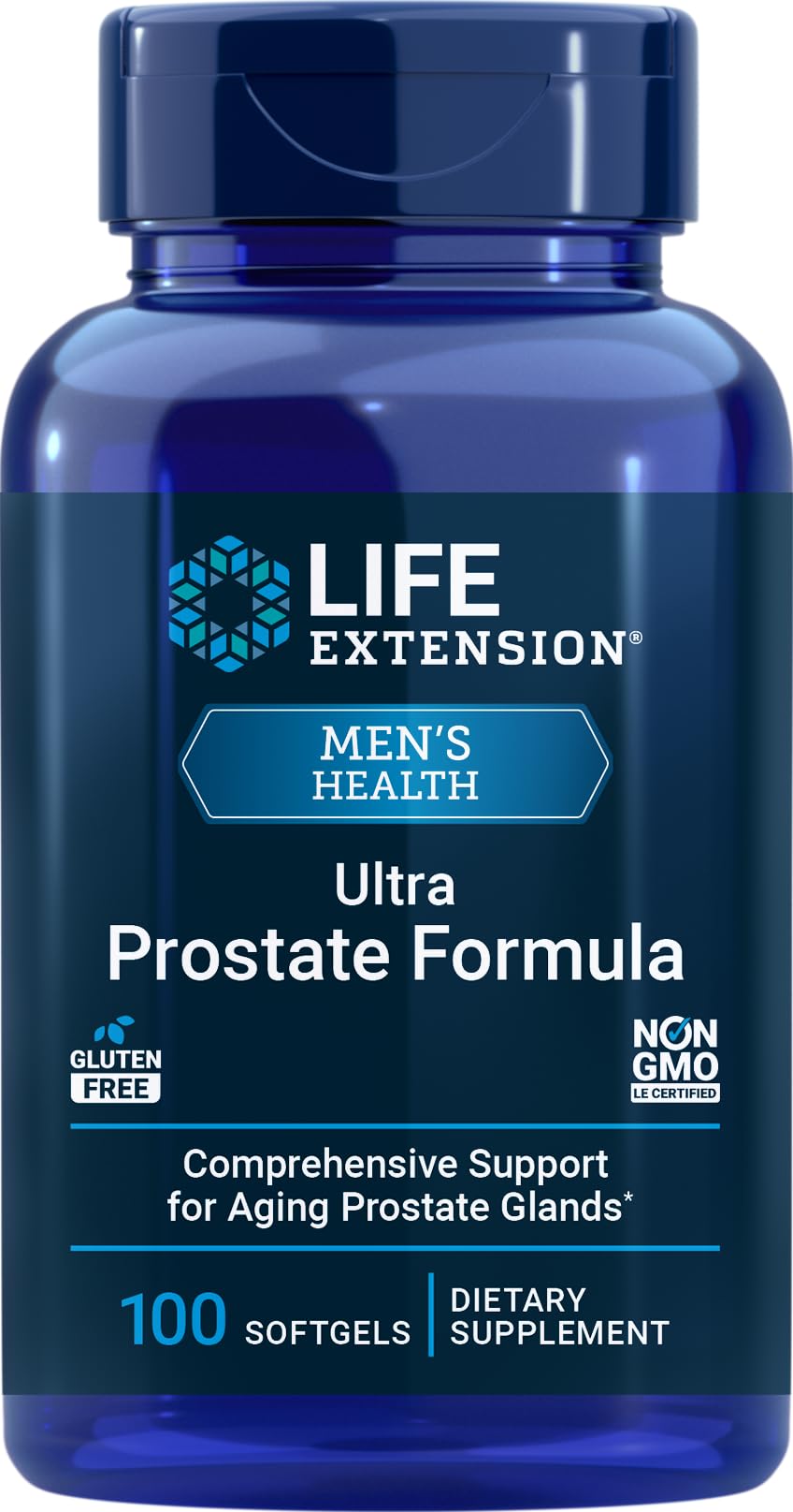 Life Extension Ultra Prostate Formula, bouteille softgels pour routine quotidienne.