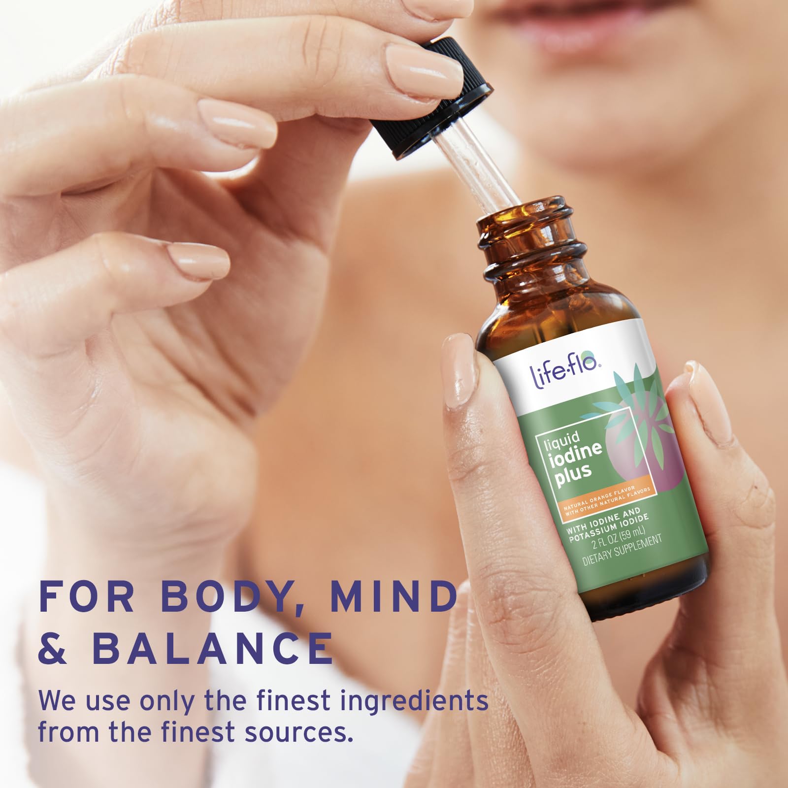 Life-flo Iode liquide Plus – Arôme orange naturel pour un goût agréable.