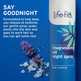 Life-flo Magnesium Oil Night Spray — application sur les pieds pour détendre après la journée.