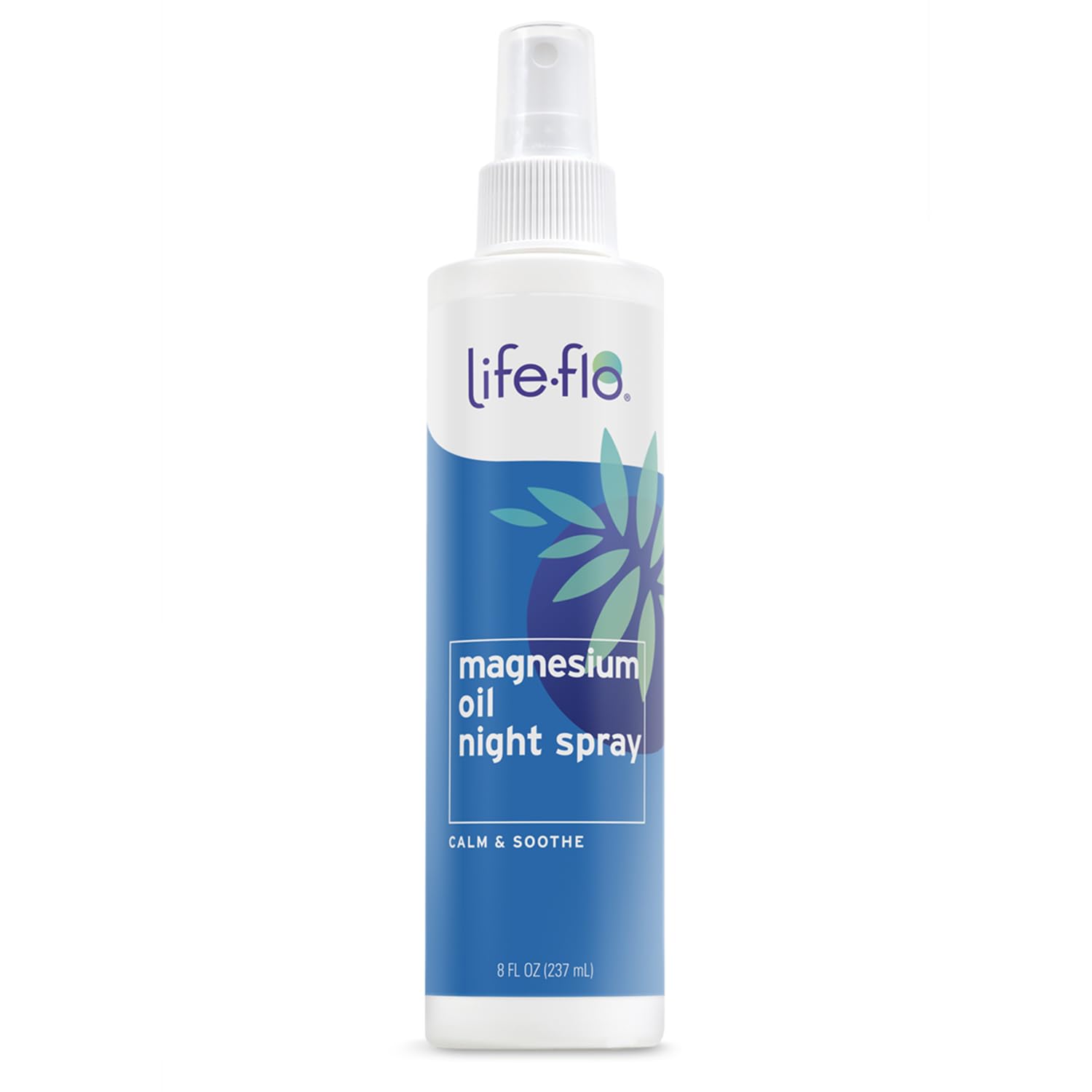 Life-flo Magnesium Oil Night Spray — flacon lavande favorisant la relaxation nocturne.