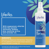 Life-flo Magnesium Oil Night Spray — utilisation en soirée pour favoriser le calme.