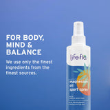 Life-flo spray huile magnésium sport – arôme menthe et eucalyptus pour une sensation rafraîchissante.