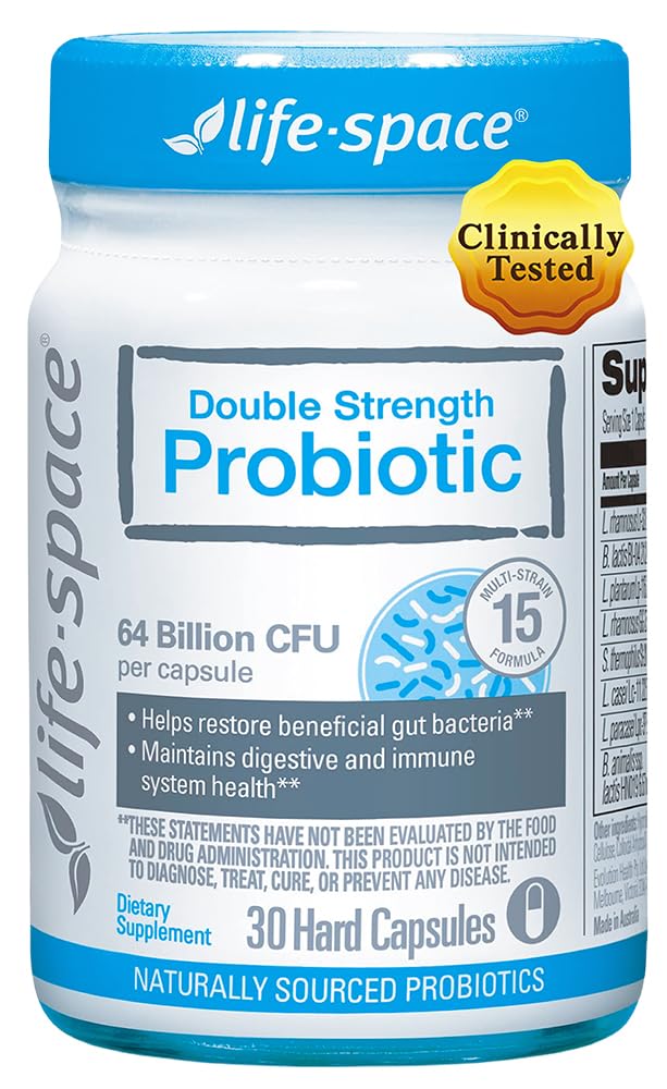 Life-Space Double Force probiotiques — Bouteille vue de face, équilibre digestif potentiel.