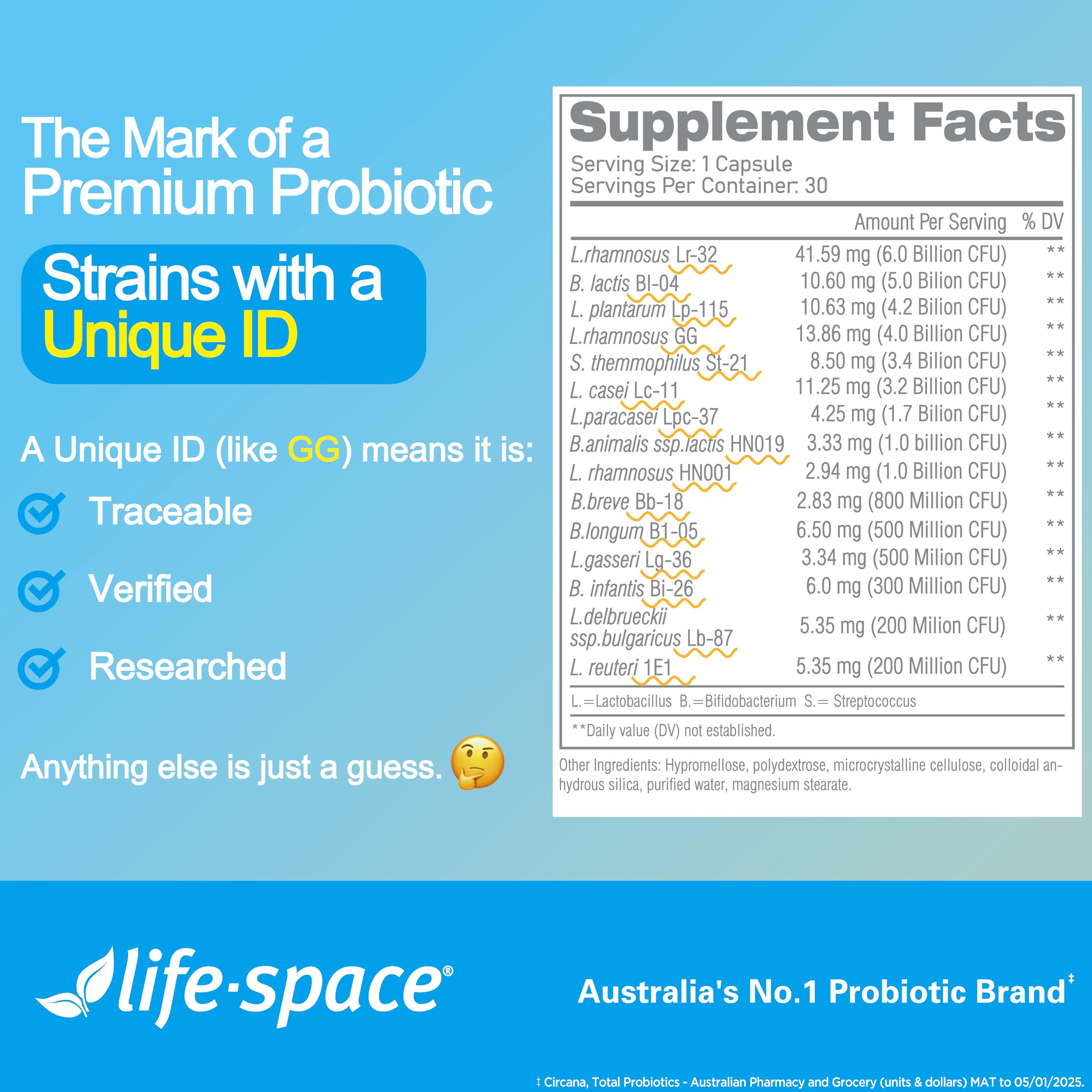 Life-Space Premium Probiotiques : produit fabriqué en Australie et internationalement testé