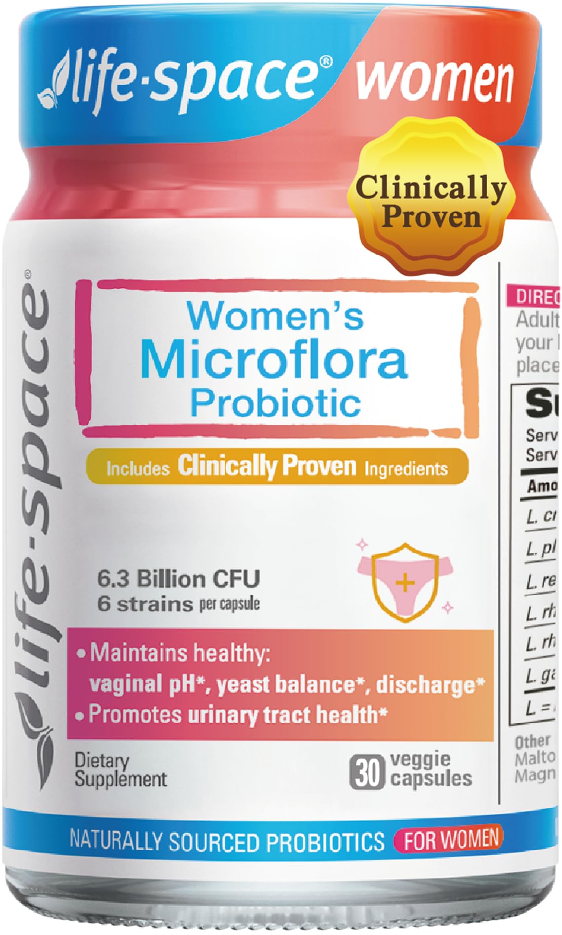 Life-Space Probiotique pour femmes — bouteille prête à l'emploi et soutien vaginal.