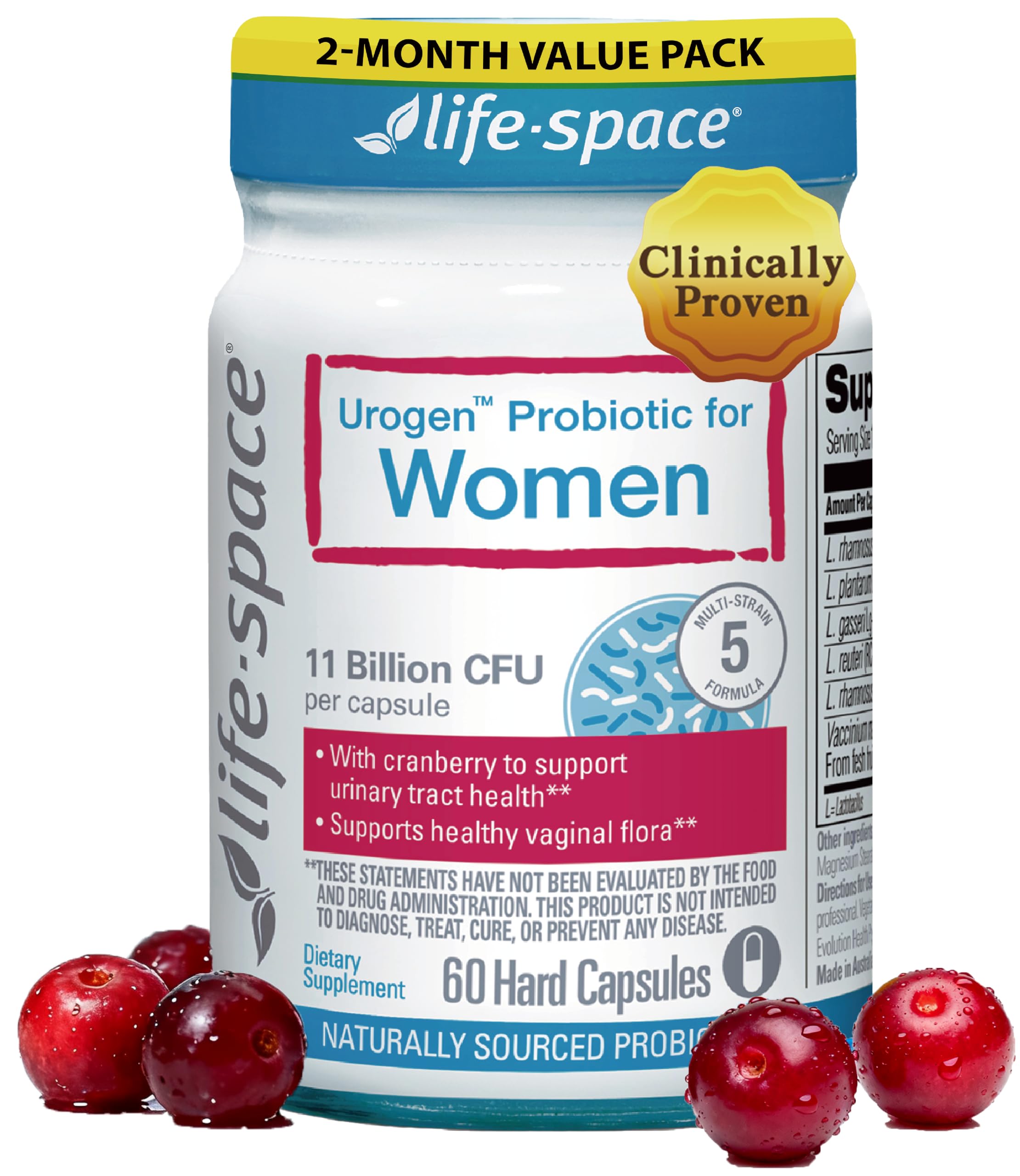 Life-Space Probiotiques Femmes Cranberry Bouteille: soutien urinaire doux et pratique