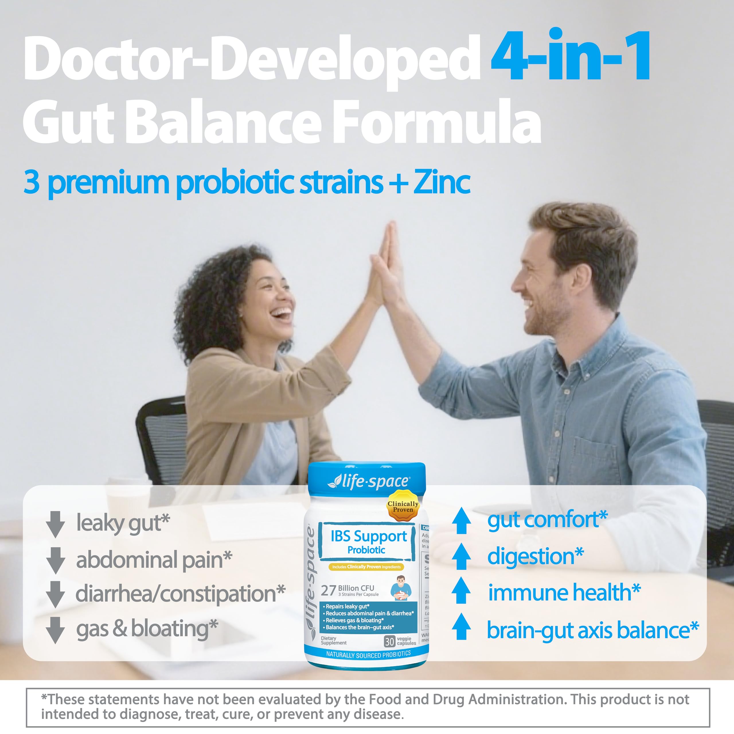 Life-Space Quatre-en-Un Formule Equilibre Intestinal – Bouteille: soutien ciblé pour l’intestin.