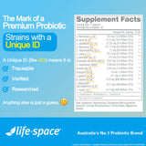 Life-Space Souches Etudiees — Souches identifiables etudiees cliniquement pour securite et efficacite.