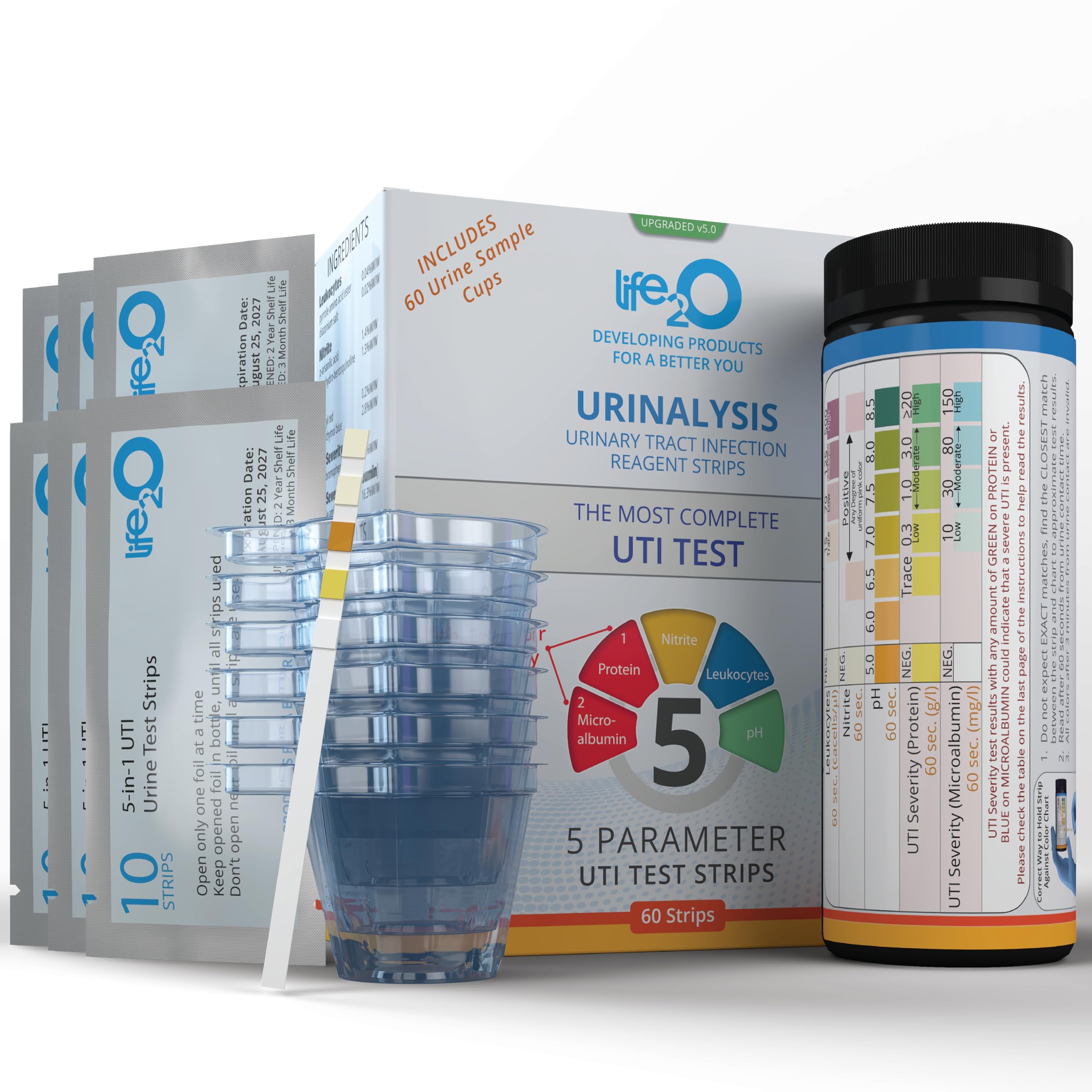 Life2O bandelettes UTI – emballage etui, rangement pratique à domicile.