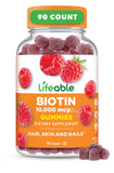 Lifeable Biotine Gummies, bouteille recto, routine beauté pratique.