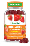 Lifeable gommes collagène en bouteille saveur fraise, soutien potentiel à la peau.
