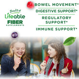 Étiquette Lifeable indique fibre et composition sans gluten ni OGM.