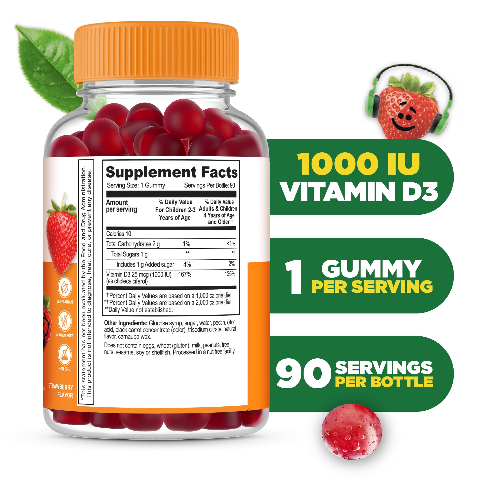 Lifeable gommes D3 enfants, goût fraise apprécié, usage quotidien facile et agréable.