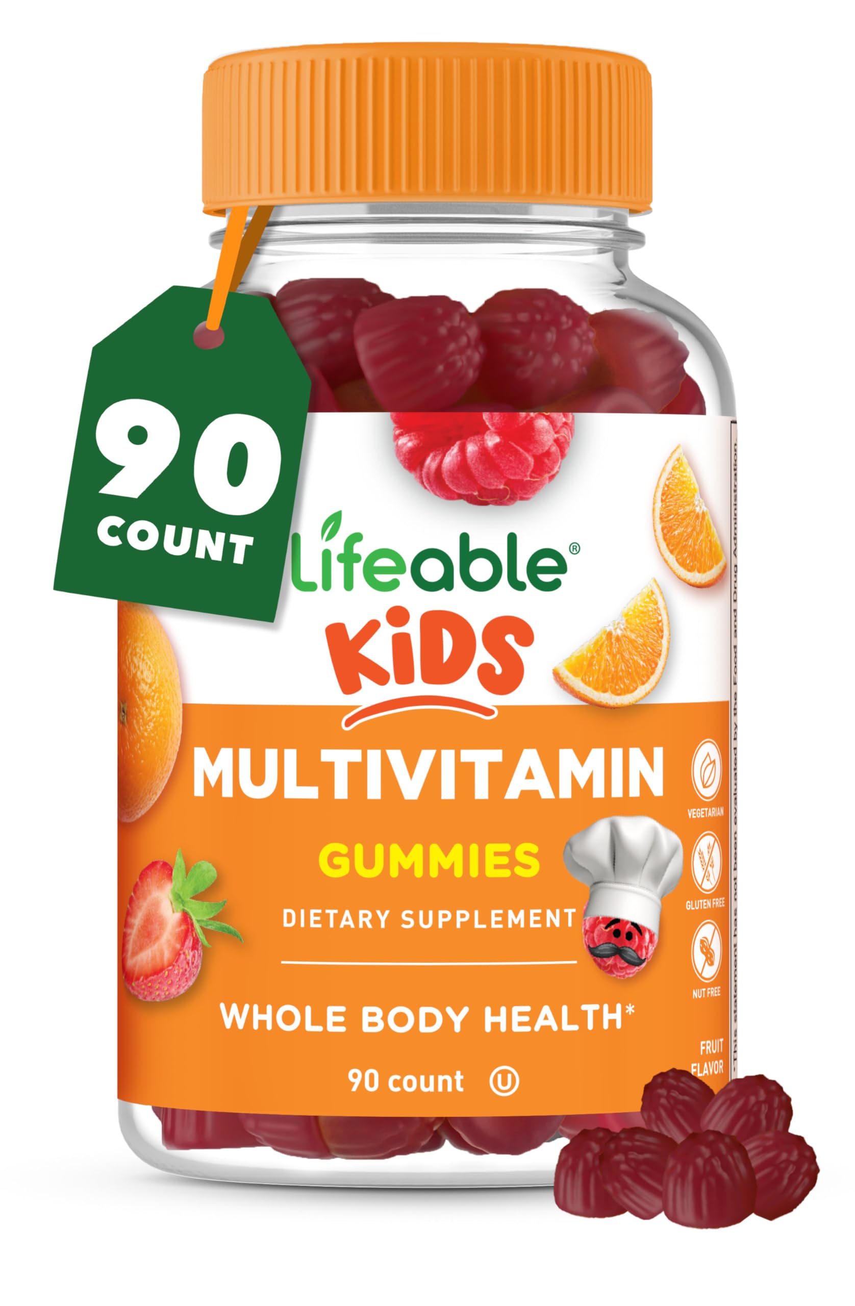 Lifeable gommes multivitamines pour enfants dans bouteille, faciles à prendre chaque jour.