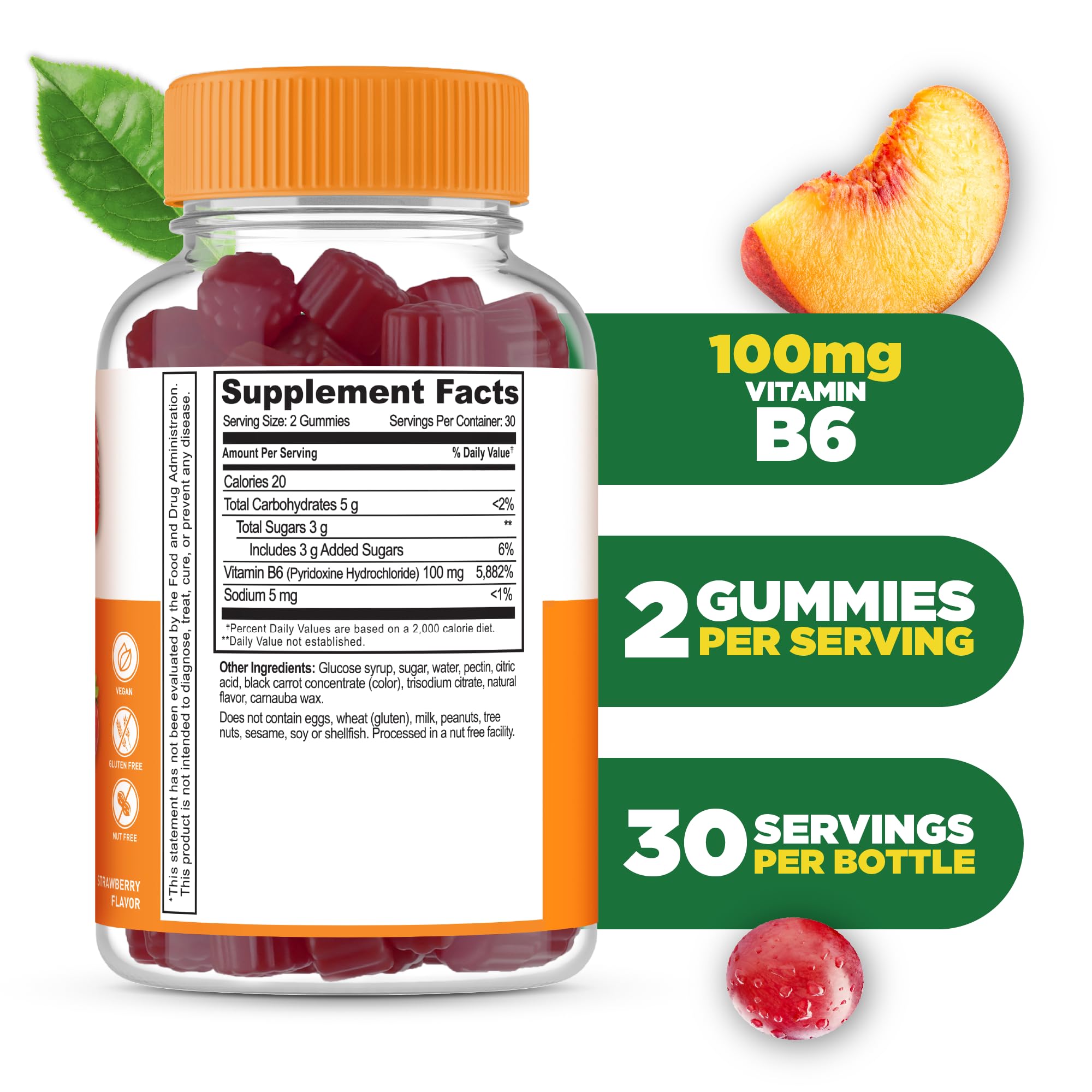 Lifeable Gommes B6 – Saveur fraise et gommes faciles à mâcher.