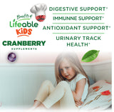 Lifeable bouteille cranberry pour enfants, 60 gommes, équivalence 25 000 mg