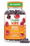 Lifeable gommes fer enfants goût raisin, faciles à mâcher pour l'énergie quotidienne.