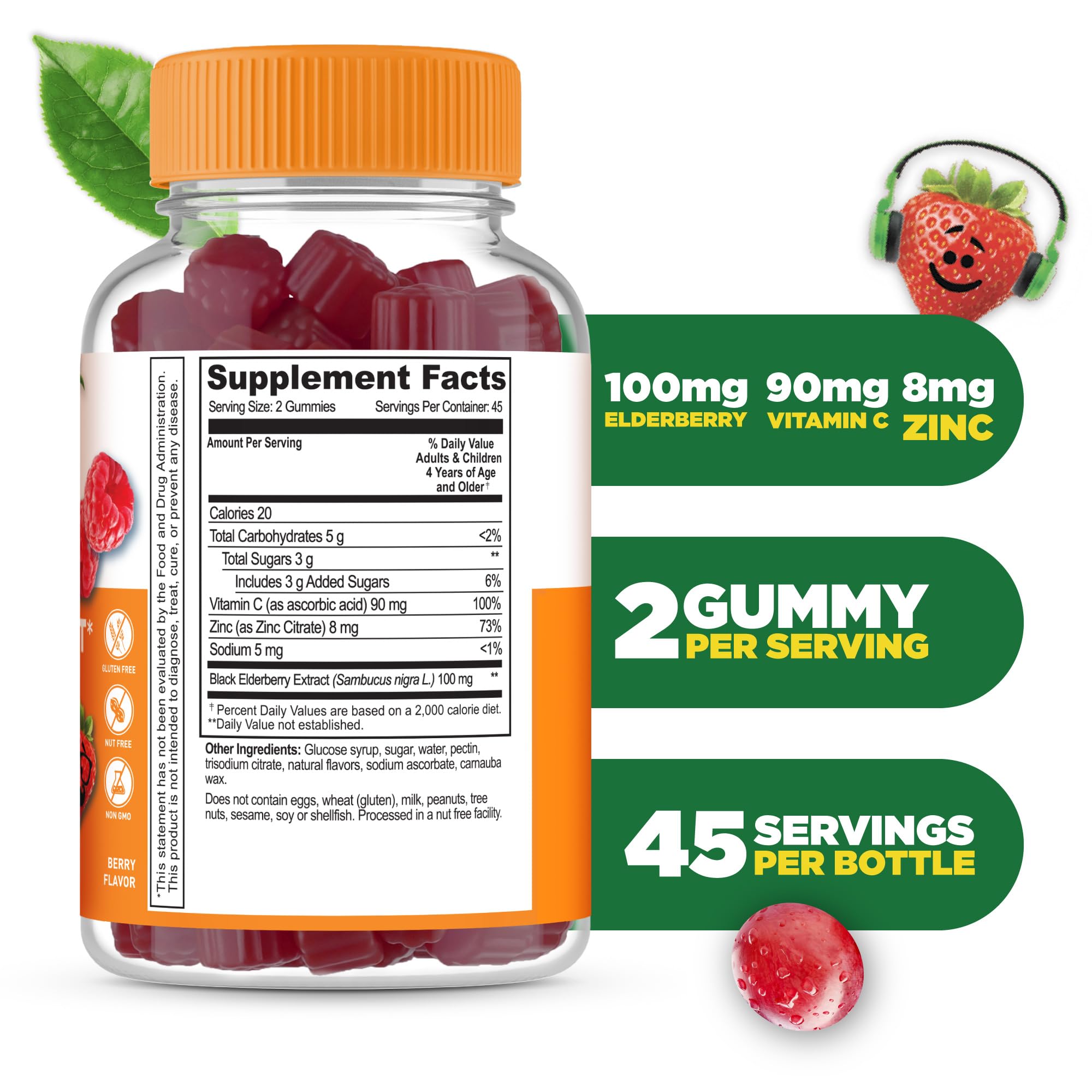 Gommes Lifeable Immunité Enfant Saveur Framboise, goût agréable pour la routine quotidienne.