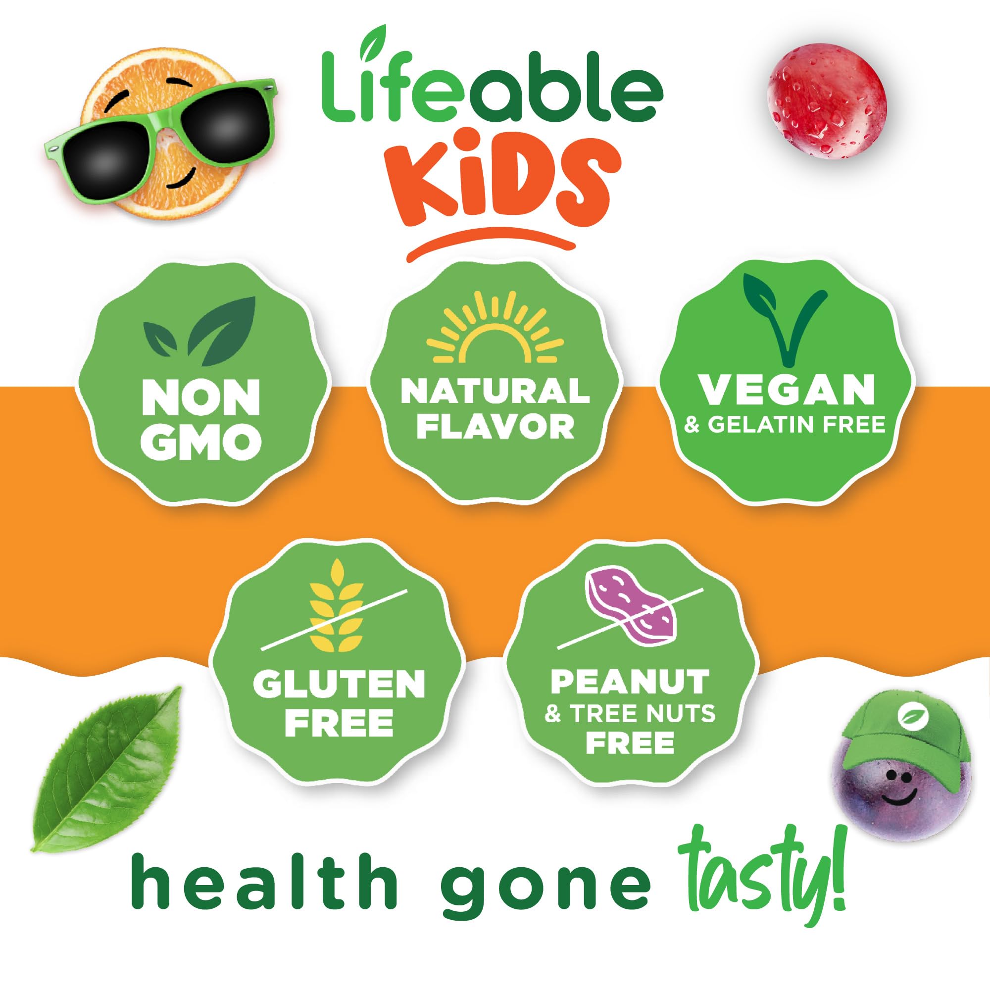 Gommes Lifeable Immunité Enfant Végétariennes et Naturelles, sans allergènes courants.