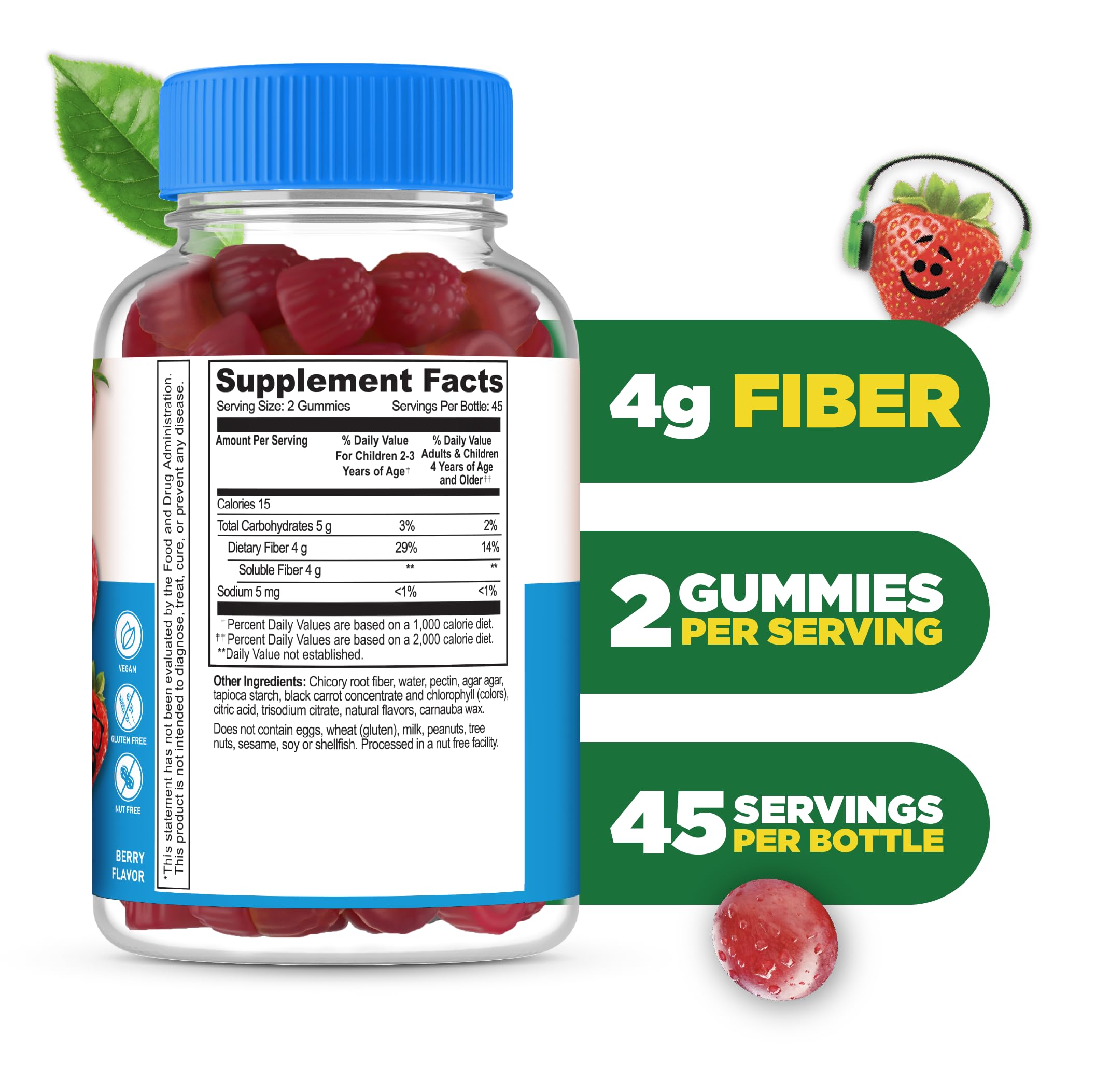 Lifeable gommes prébiotiques pour enfants au goût framboise, plaisir sans sucre.