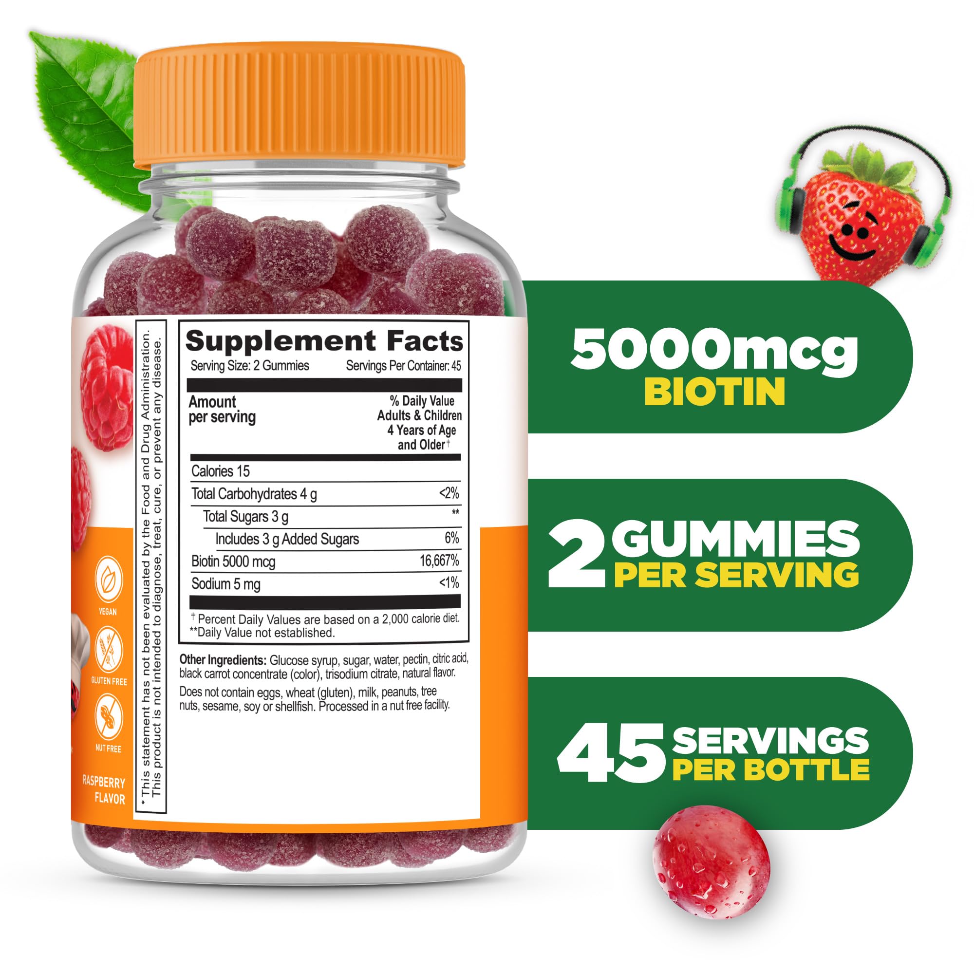 Lifeable Kids Biotin Gummies – deux gommes par portion, routine quotidienne facile.