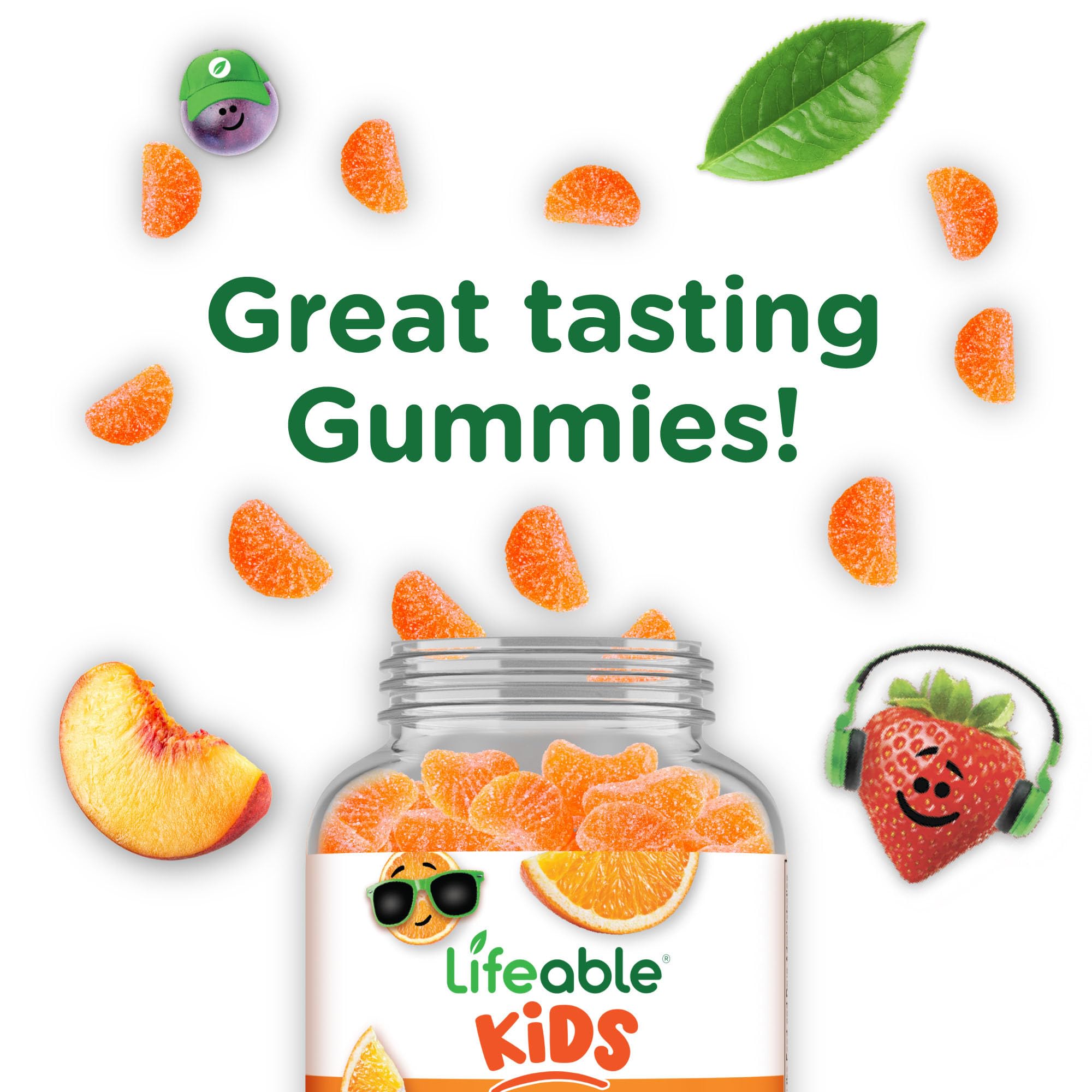 Gommes Lifeable Vita C sans gluten ni lactose pour divers régimes.