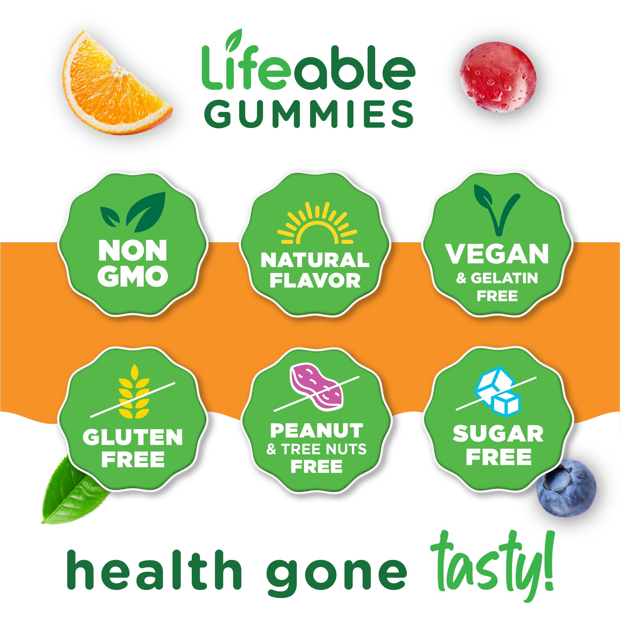Lifeable magnésium citrate gummies végan sans OGM et sans noix