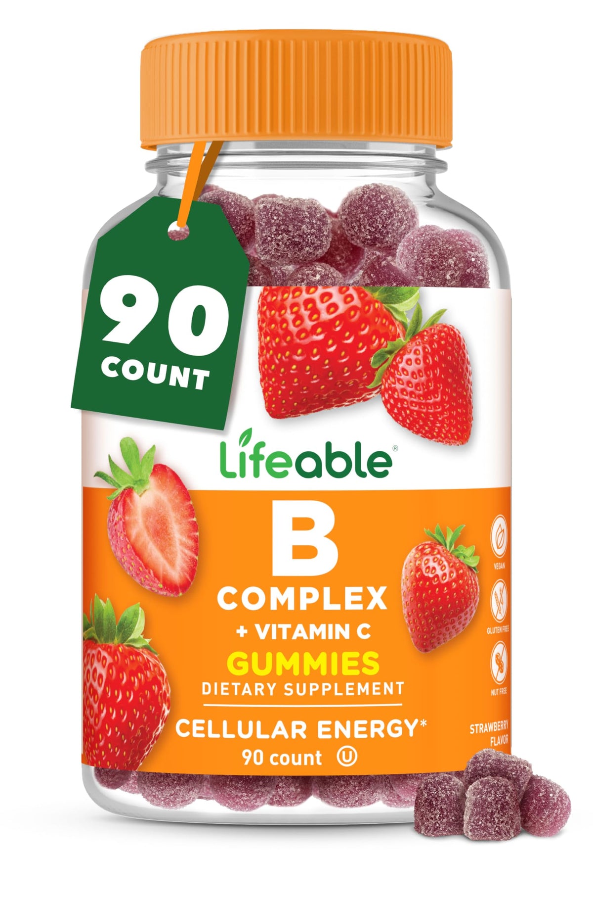Lifeable Vitamine B Complex Gommes fraise – goût agréable et énergie potentielle.