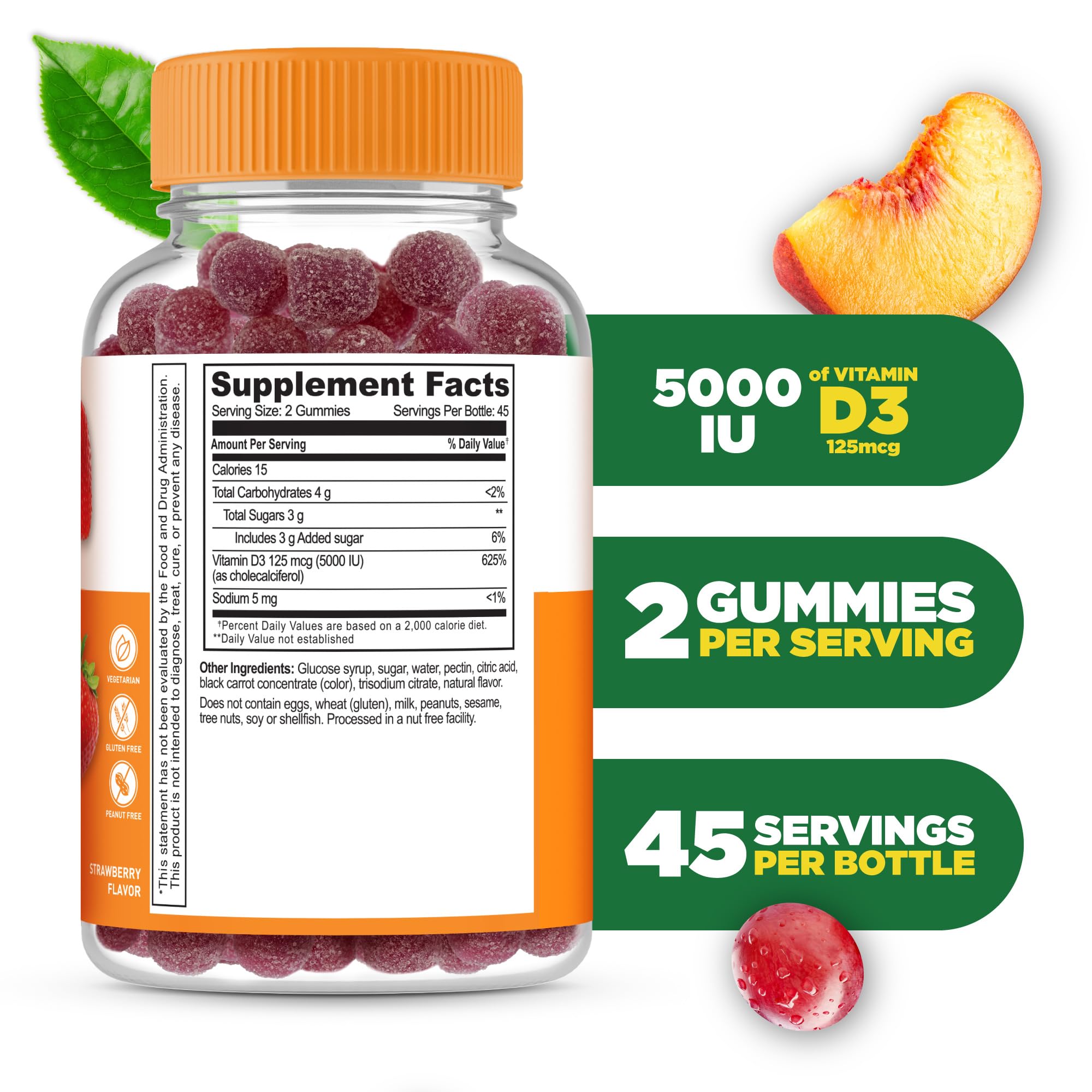 Lifeable vitamine D gommes adultes, goût fraise, dégustation agréable.