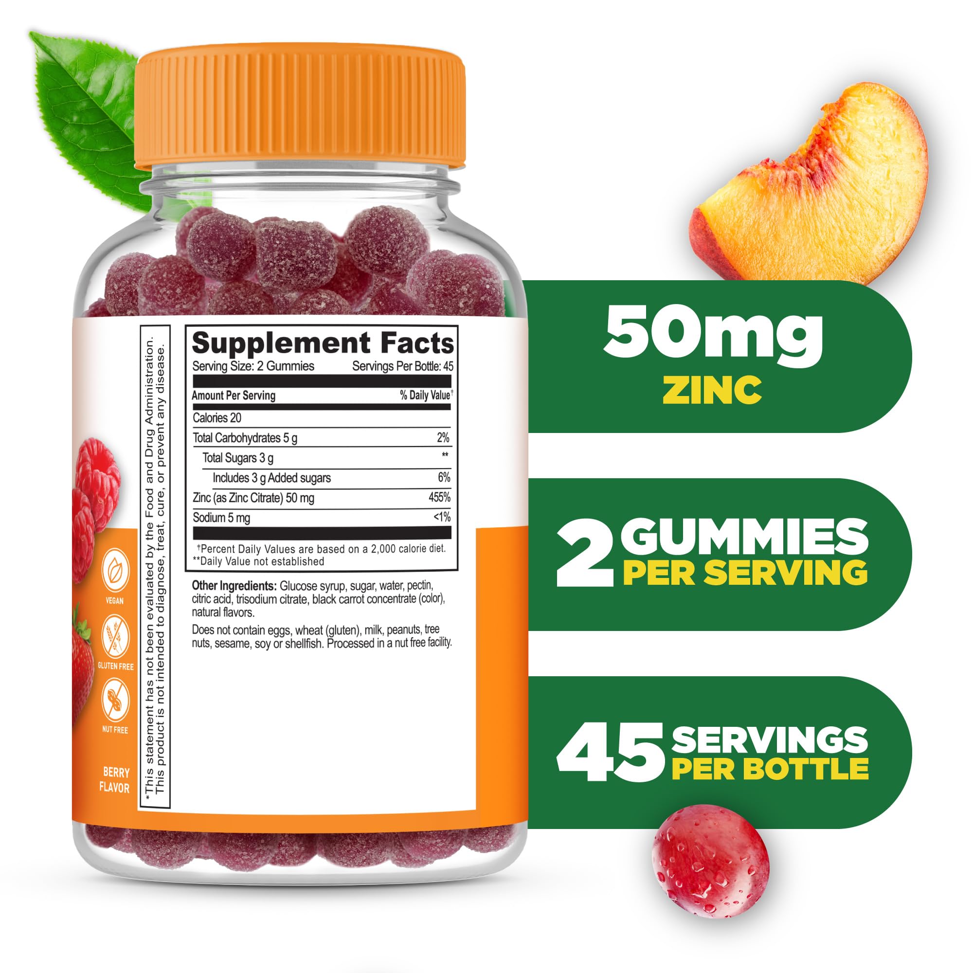 Boîte Lifeable Zinc Gummies 90 gommes, format pratique pour usage quotidien.