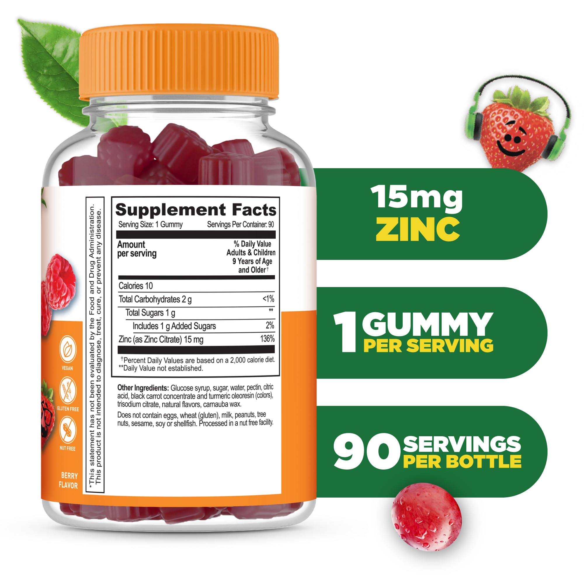 Lifeable Zinc Gummies – gommes berry aromatisées, goût agréable pour les routines d'enfants.