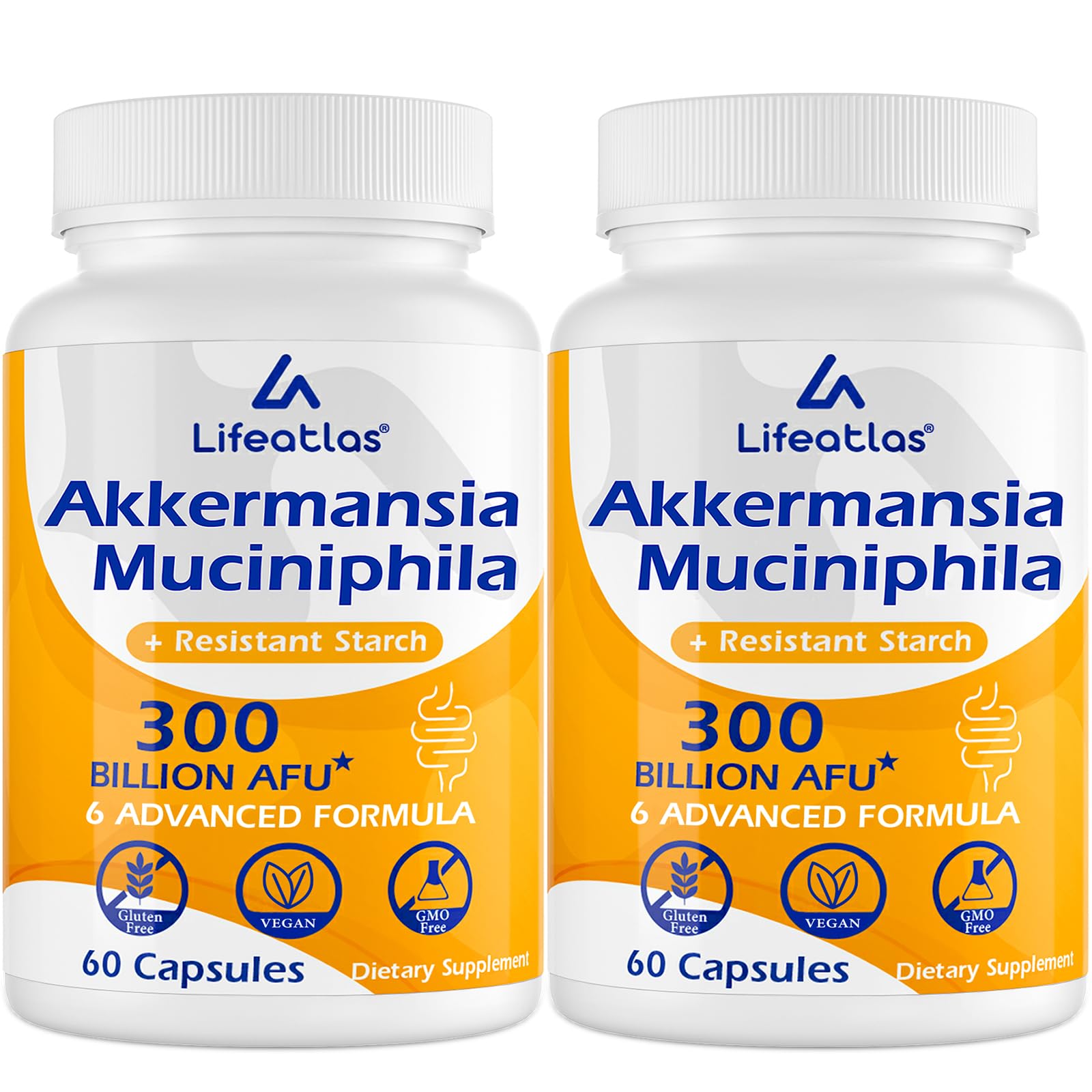 Lifeatlas Akkermansia Probiotic — bouteille pratique pour une prise quotidienne et une meilleure santé intestinale.
